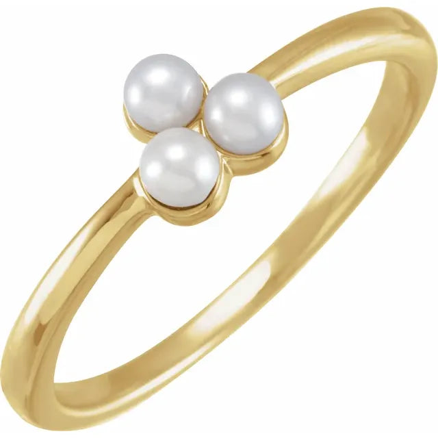 14K Yellow Gold Cultured Freshwater Pearl Cluster Ring