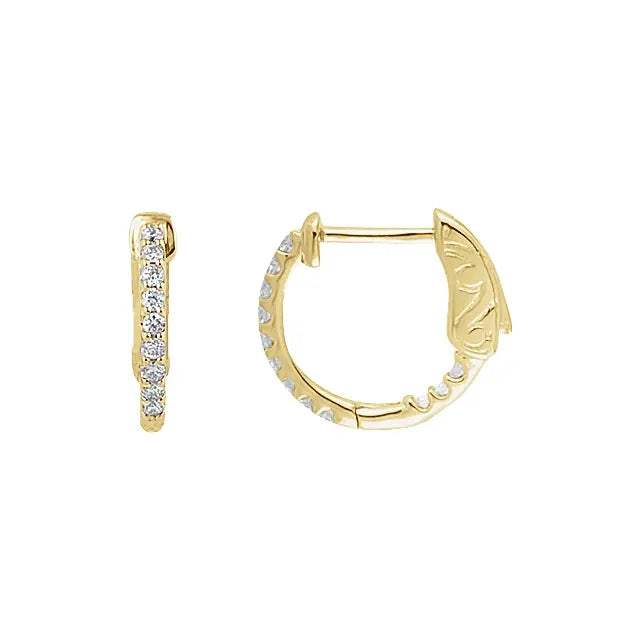 14K Yellow Gold 1/4 CTW Natural Diamond Inside-Outside Hinged Hoop Earrings