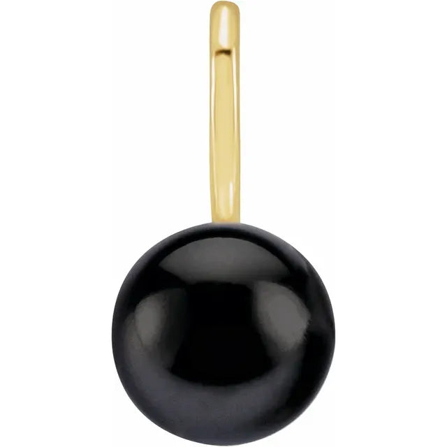14K Yellow Gold Cultured Black Akoya Pearl Charm/Pendant