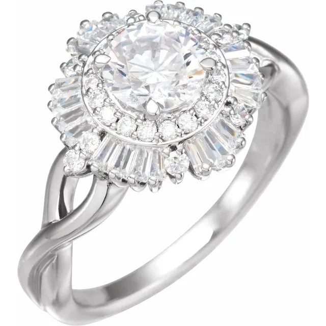 14K White Gold 6.25-6.5 mm Round 5/8 CTW Diamond Semi-Set Engagement Ring