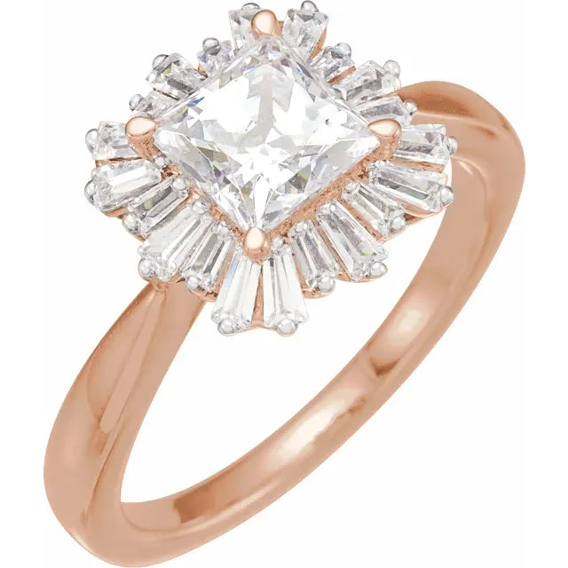 14K Rose Gold 5.7x5.7 mm Square 5/8 CTW Diamond Semi-Set Halo-Style Engagement Ring