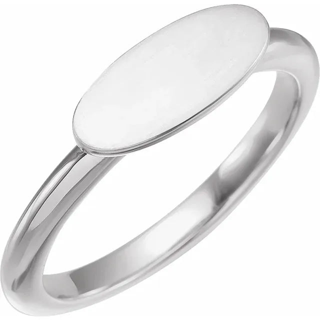 14K White Gold Oval Signet Ring