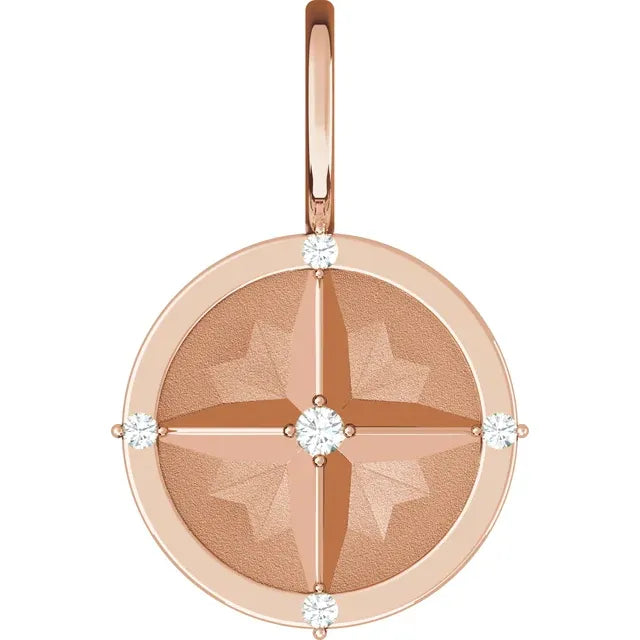 14K Rose Gold .03 CTW Natural Diamond Compass Charm/Pendant