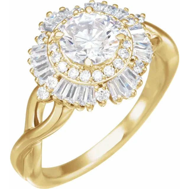 14K Yellow Gold 6.25-6.5 mm Round 5/8 CTW Diamond Semi-Set Engagement Ring