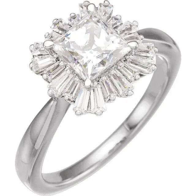 14K White Gold 5.7x5.7 mm Square 5/8 CTW Diamond Semi-Set Halo-Style Engagement Ring