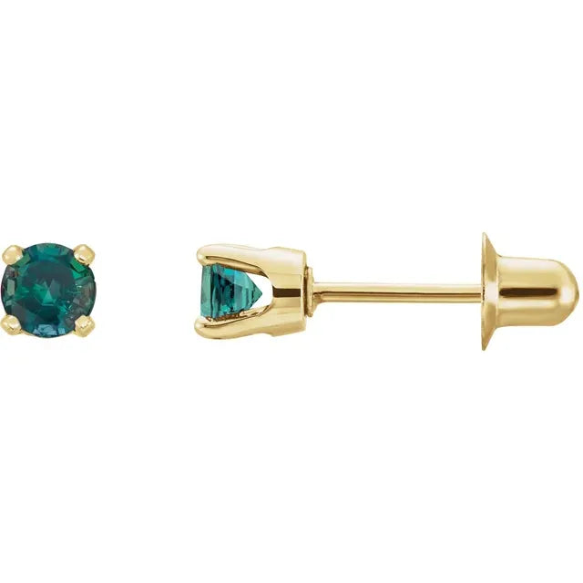 14K Yellow Gold Lab-Grown Alexandrite Earrings