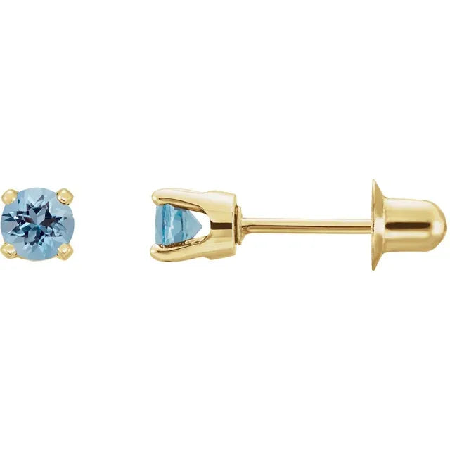 14K Yellow Gold Natural Aquamarine Earrings