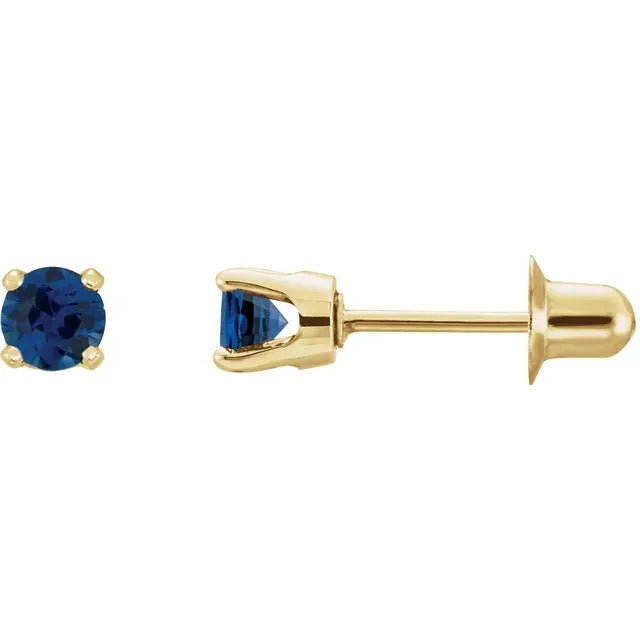 14K Yellow Gold Natural Blue Sapphire Earrings