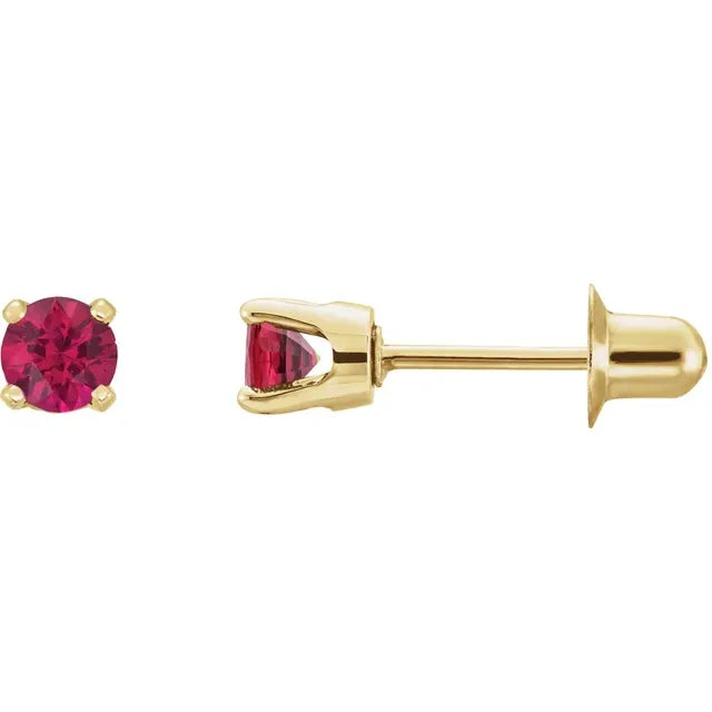 14K Yellow Gold Natural Ruby Earrings