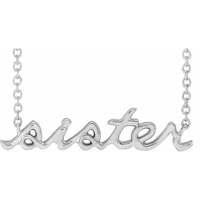 14K White Gold Sister 18" Necklace