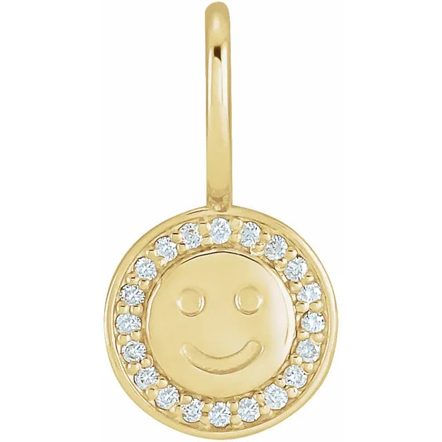 14K Yellow Gold .04 CTW Natural Diamond Smiley Face Charm/Pendant