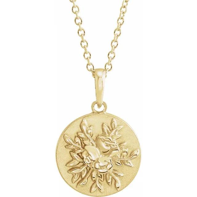 14K Yellow Gold Floral 16-18" Necklace