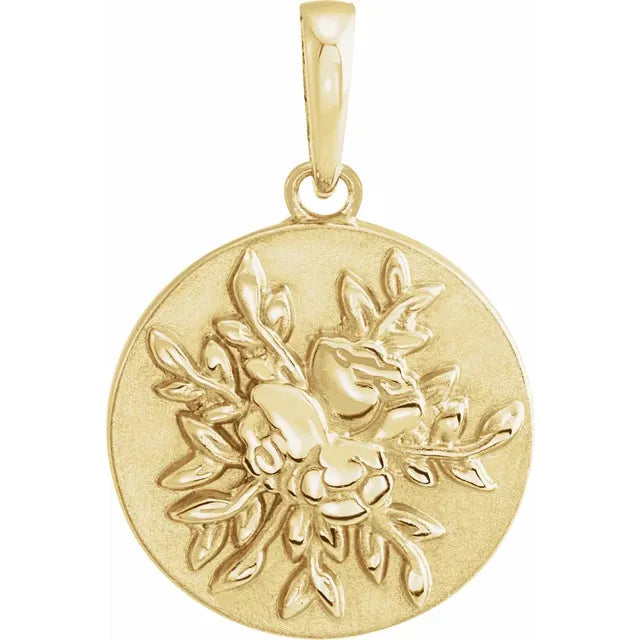 14K Yellow Gold Floral Pendant