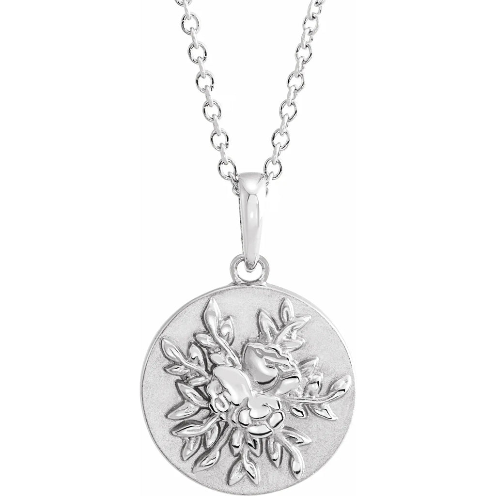 14K White Gold Floral 16-18" Necklace