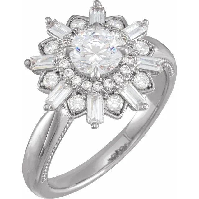 14K White Gold 5.8 mm Round 5/8 CTW Natural Diamond Semi-Set Engagement Ring