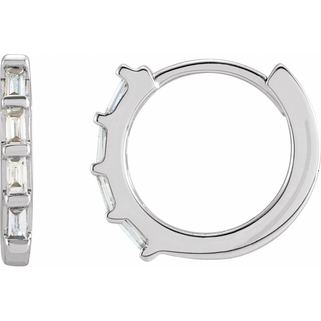 14K White Gold 1/10 CTW Natural Diamond Huggie Earrings