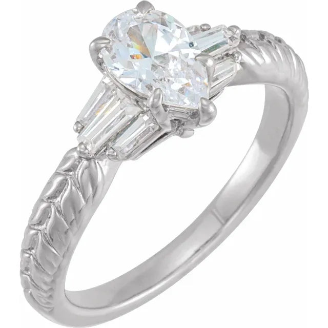 14K White Gold 8x5.5 mm Pear 1/4 CTW Natural Diamond Semi-Set Engagement Ring