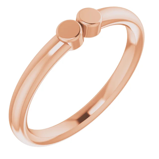 14K Rose Gold 2-Circle Engravable Family Ring