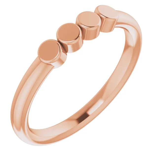 14K Rose Gold 4-Circle Engravable Family Ring