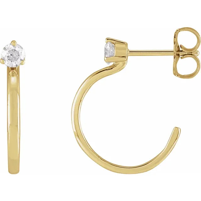 14K Yellow Gold 1/5 CTW Natural Diamond Hoop Earring