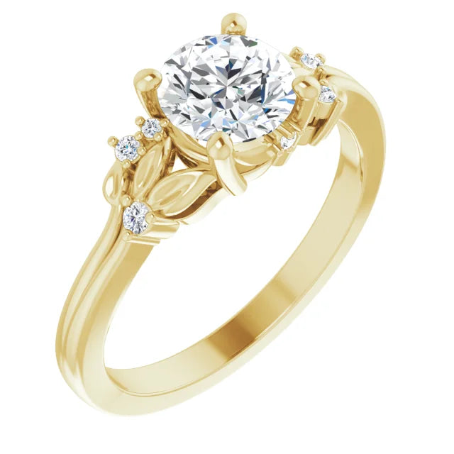 14K Yellow Gold 6.5 mm Round .06 CTW Natural Diamond Semi-Set Engagement Ring