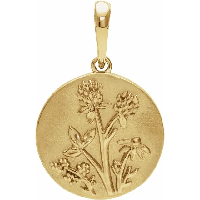 14K Yellow Gold Floral Pendant