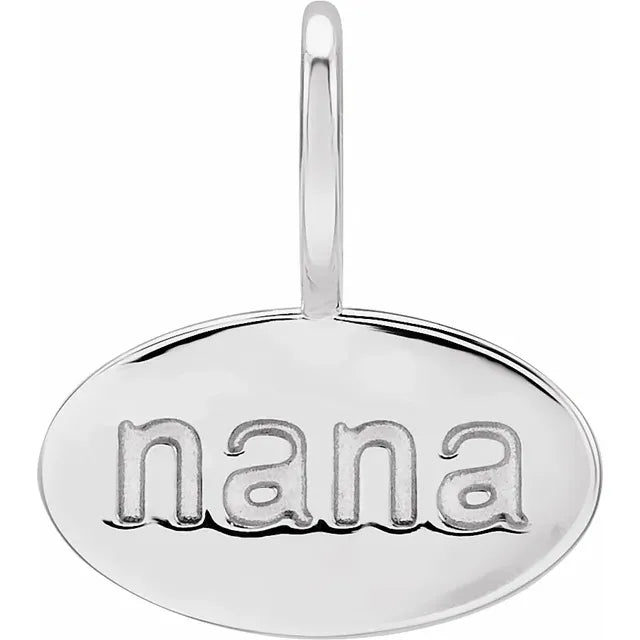 14K White Gold "Nana" Charm/Pendant