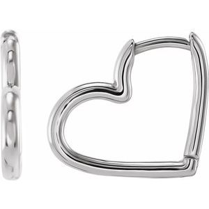 14K White Gold Hinged Heart Huggie Earrings