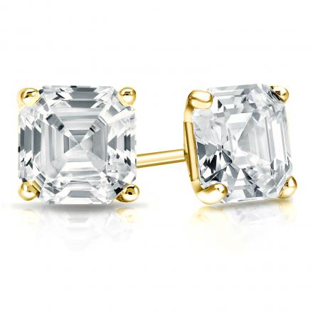 Paris Jewelry 18k Yellow Gold Plated 4mm 2Ct Asscher Cut White Sapphire Stud Earrings