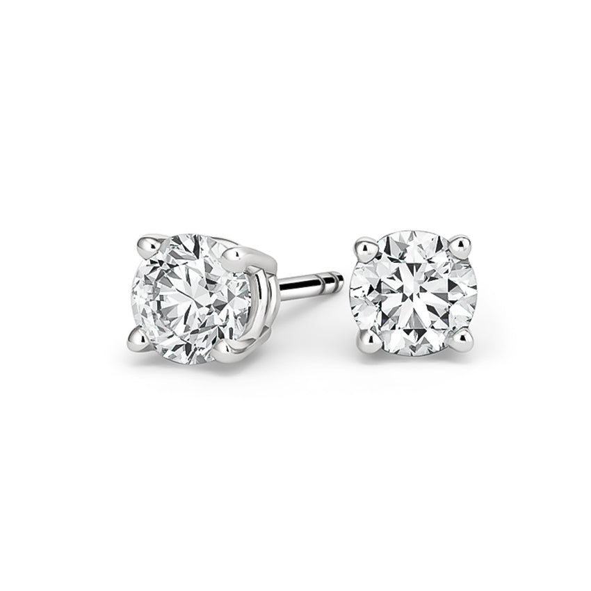 Paris Jewelry 10k White Gold 1/4 Ct Round Created Diamond Stud Earrings