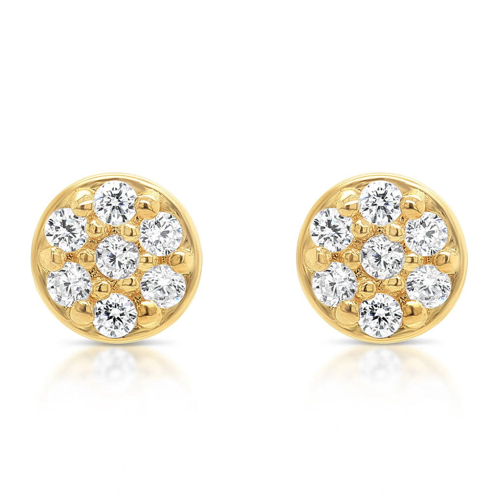 14k Gold Round CZ Stud Earrings