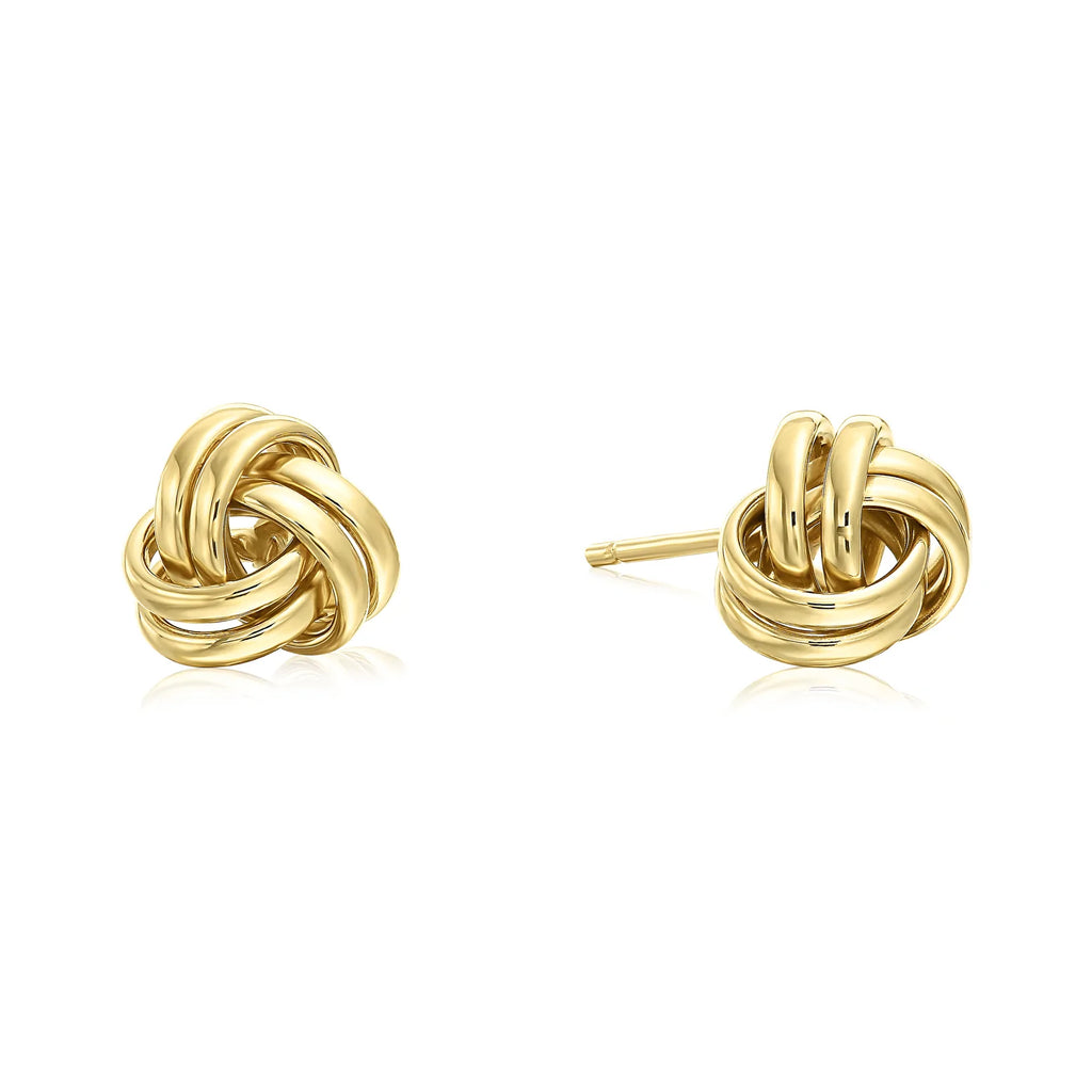 14k Gold Polished Love Knot Stud Earrings with Pushback