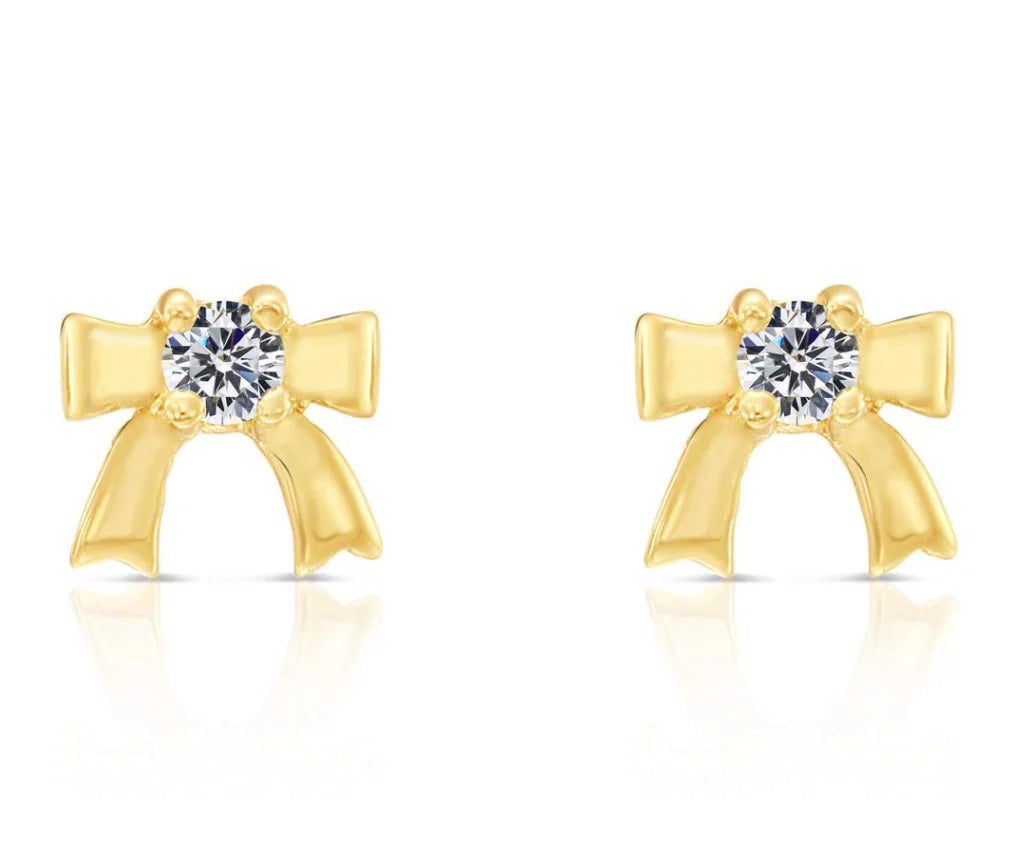 10k Yellow Gold Bow Stud Earrings