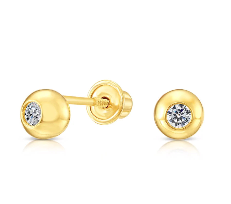 10k Yellow Gold Half Ball Stud Earrings
