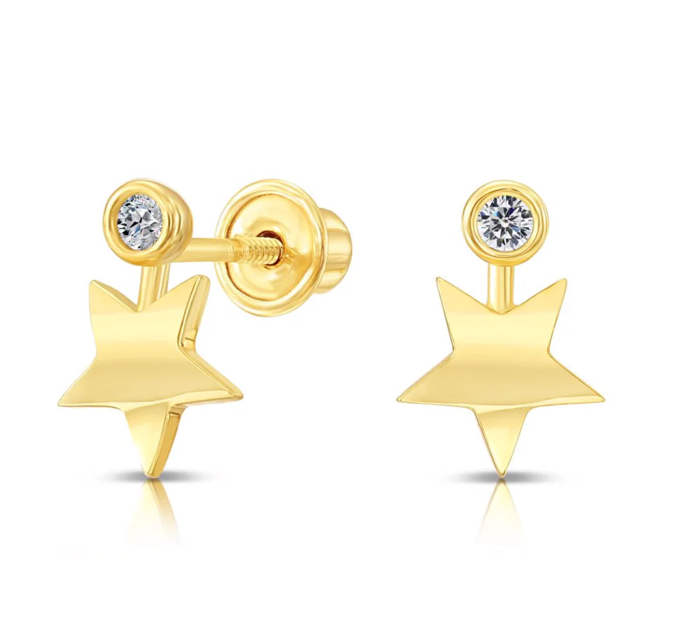 10k Yellow Gold Star CZ Stud Earrings