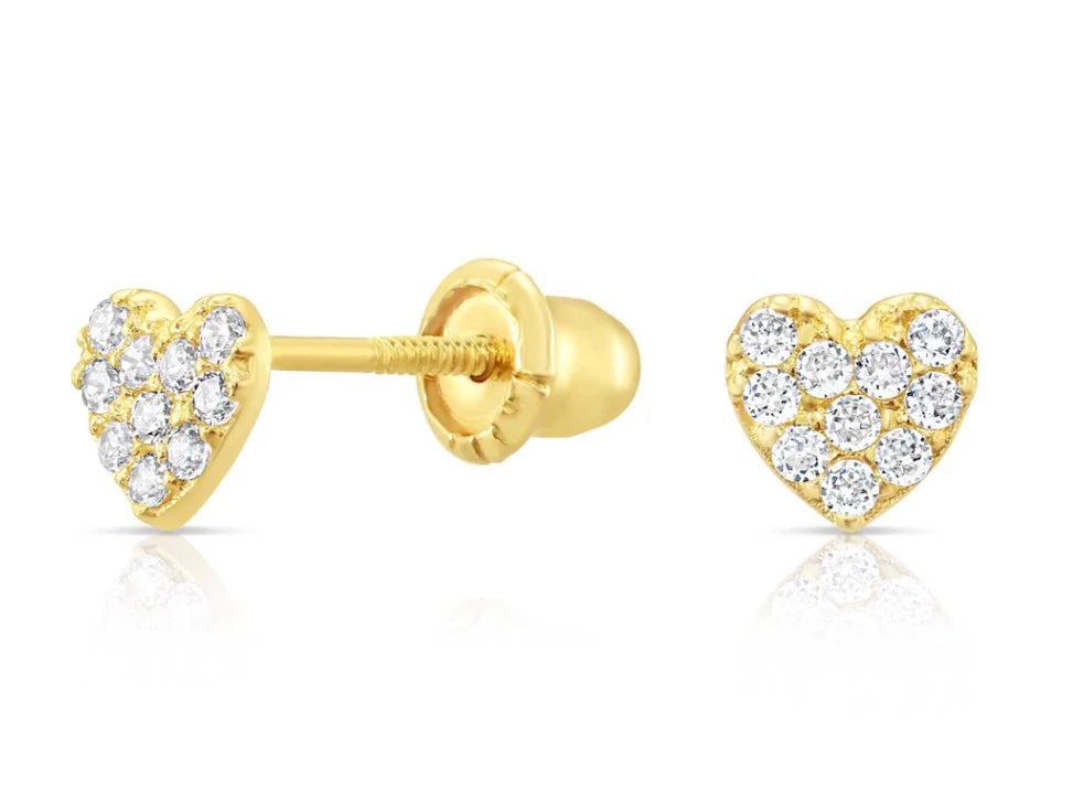 10k Yellow Gold Heart with CZ Stud Earrings