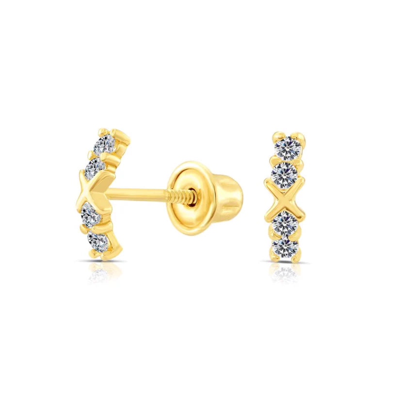 10k Yellow Gold XO Stud Earrings