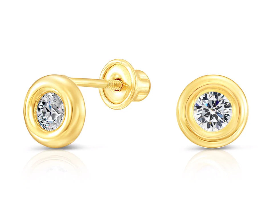 10k Yellow Gold Round Bezel-Set Stud Earrings