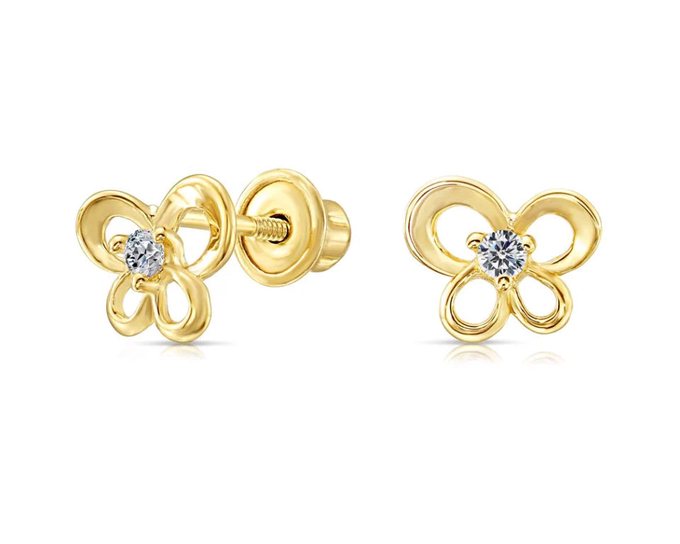 10k Yellow Gold Butterfly Stud Earrings