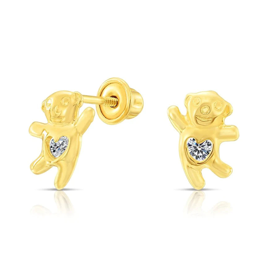 10k Yellow Gold Bear Stud Earrings