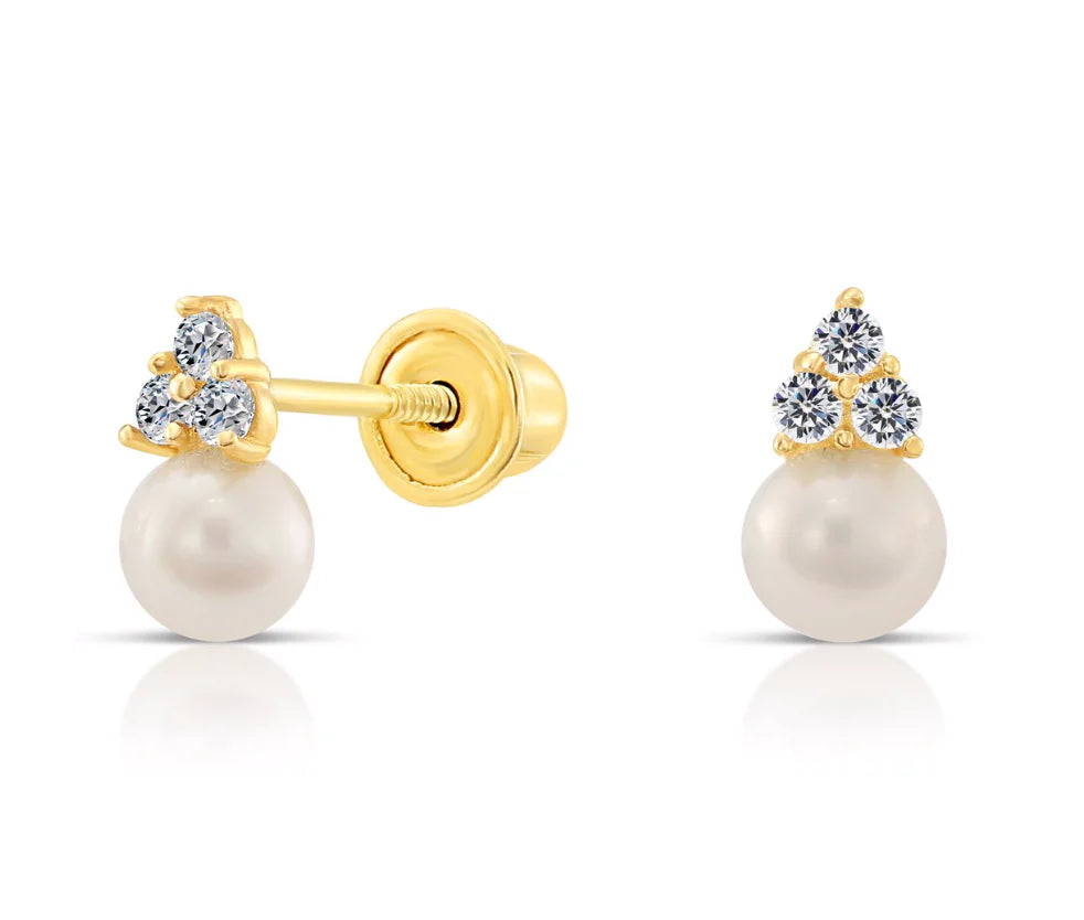 10k Yellow Gold Freshwater Pearl Stud Earrings