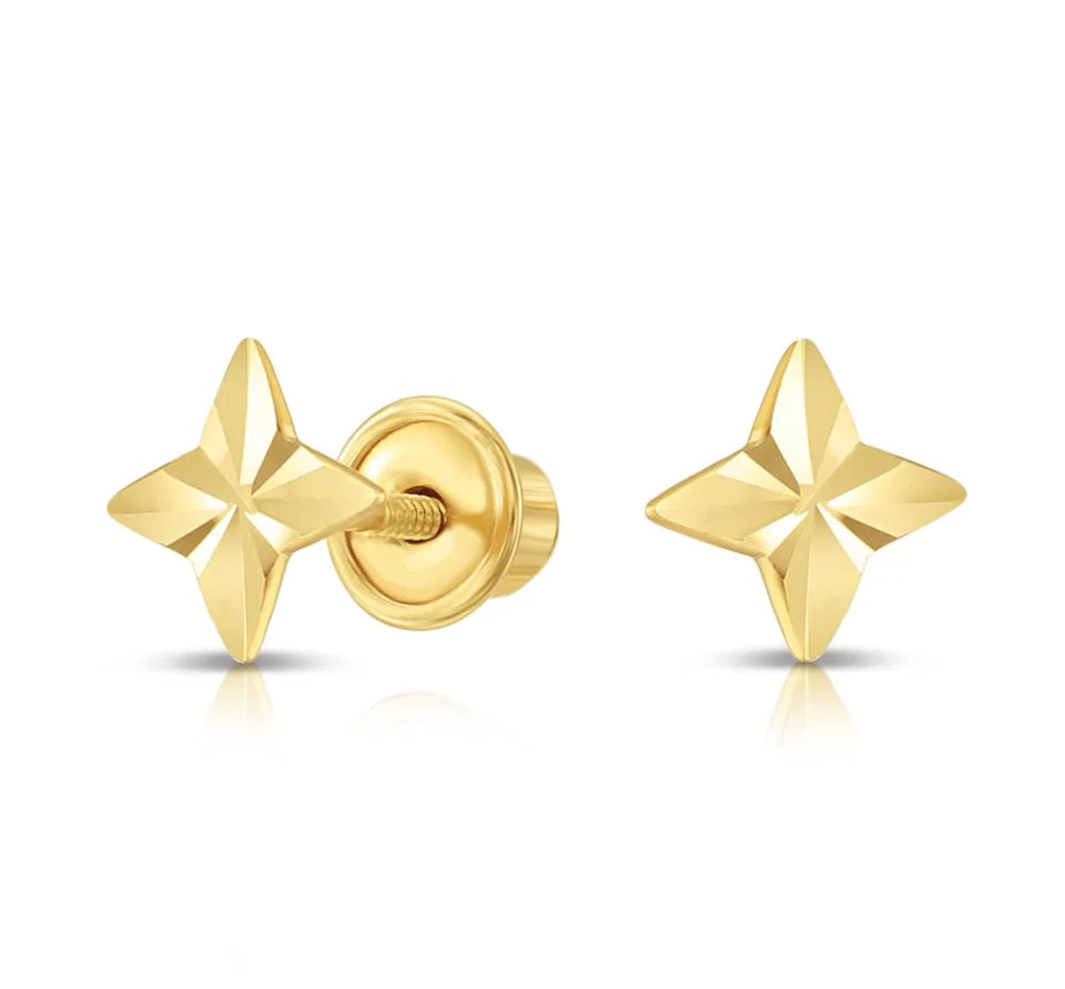 10k Yellow Gold Shooting Star Stud Earrings