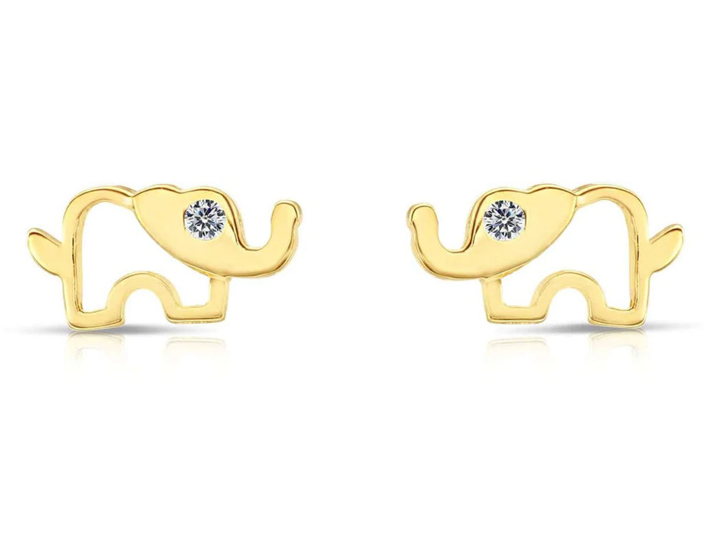 10k Yellow Gold Elephant Stud Earrings