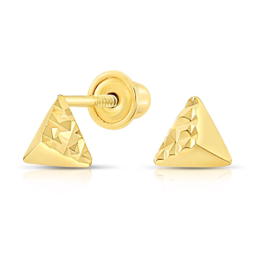 10k Yellow Gold Triangle Stud Earrings