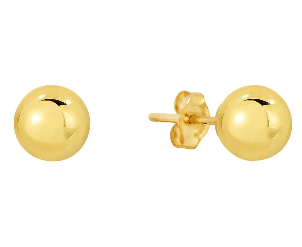14k Yellow Gold Ball Stud Earrings - with Pushback