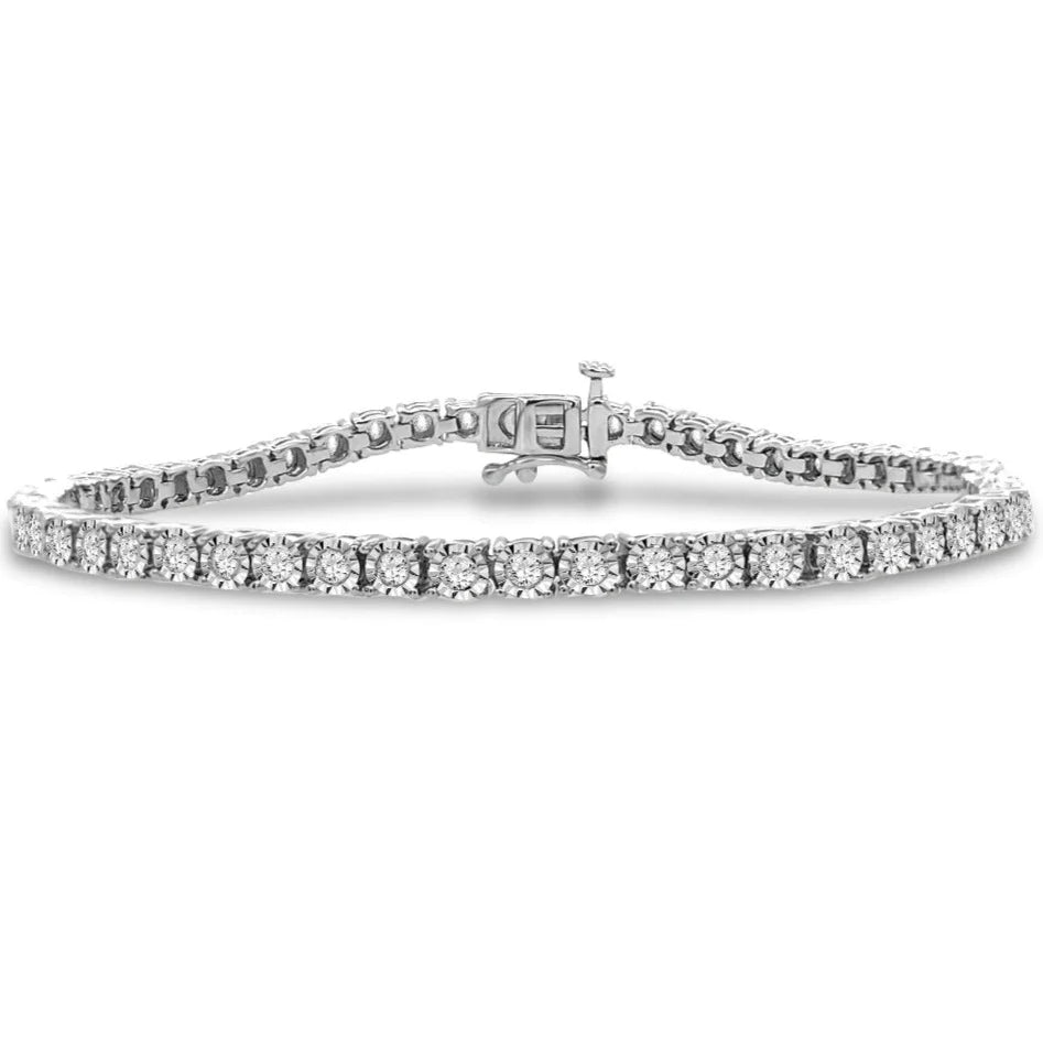 Paris Jewelry 1 Carat Genuine Diamond Tennis Bracelet in Sterling Silver