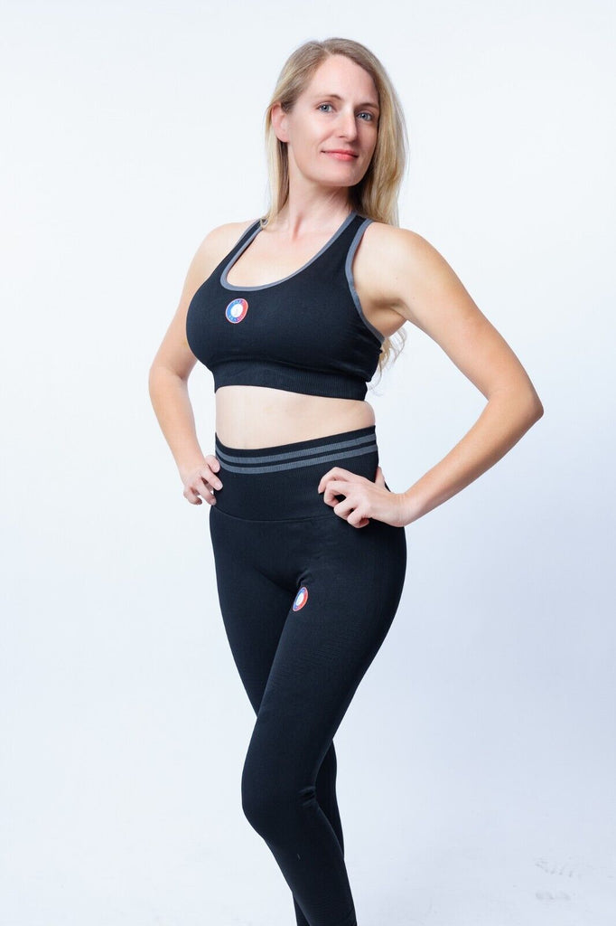 Paris Brand 2 Piece Black Sports Bra Seamless Leggings Women Yoga Gym Fitness Workout Sportswear Set