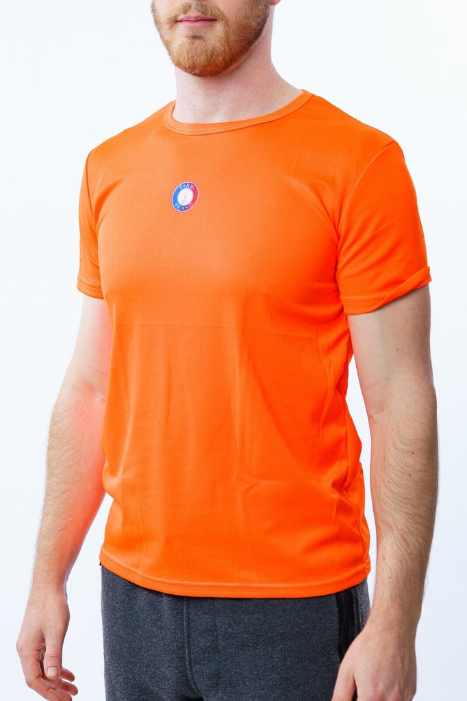 Paris Brand Sports Orange Dry Fit T-shirt Men's Mesh Breathable Fitness Clothes Running Round Neck Slim Fit Short Sleeve